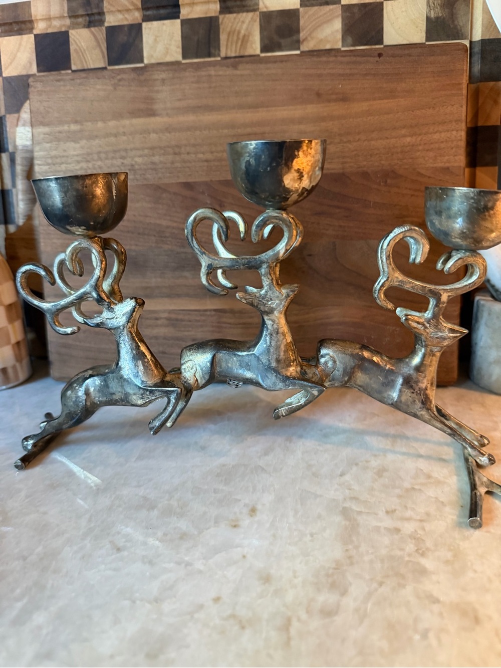 Vintage Silver plated reindeer candelabra
